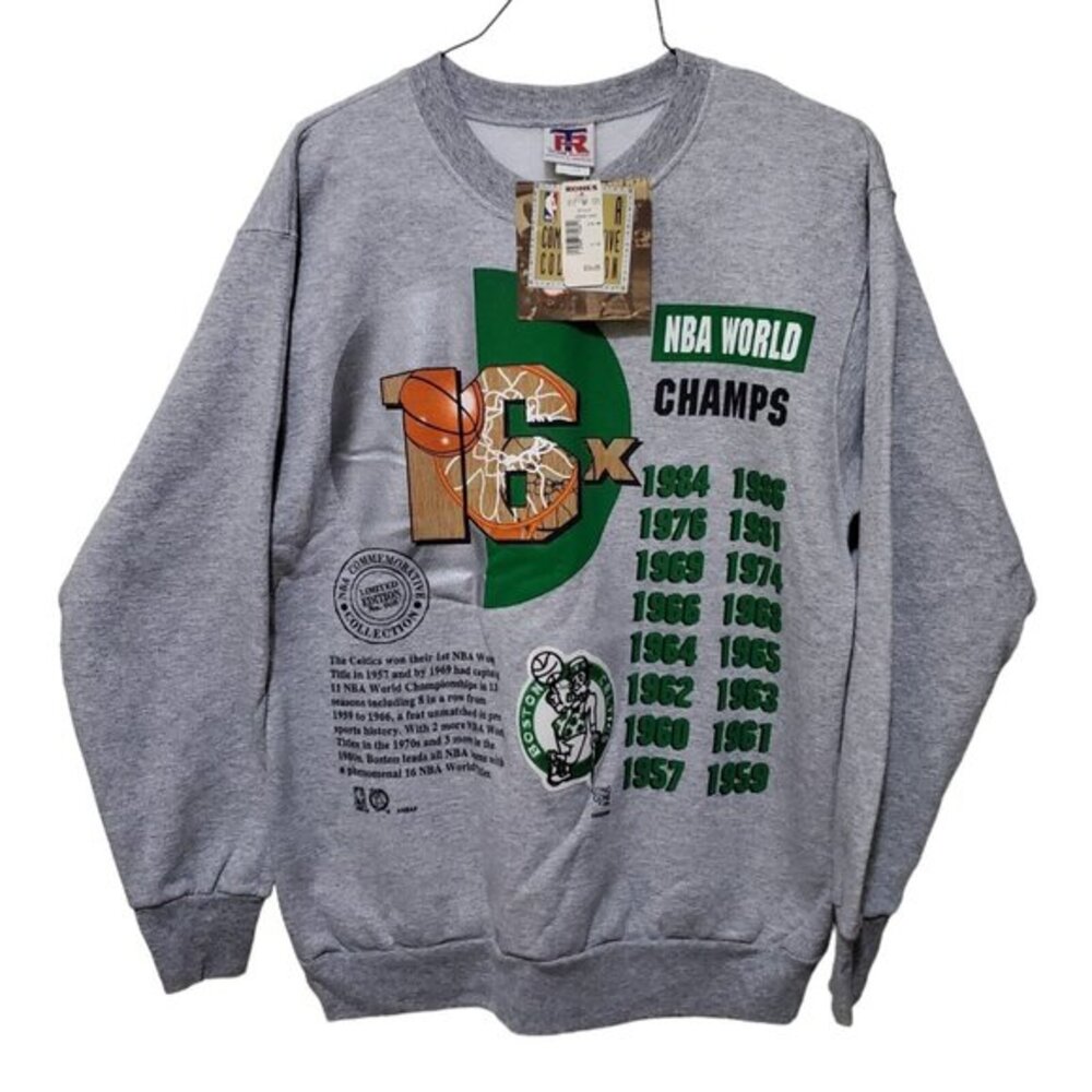 NOS Vintage 90s Adult Sz L Long Gone Series Boston Celtics Champ Sweatshirt RARE